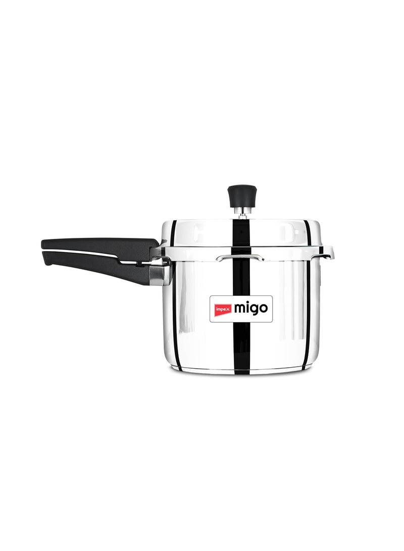 Impex 3 Litre Stainless Steel Pressure Cooker | Outer Lid Induction Base Pressure Cooker | Induction and Gas Stove Competable | ISI Certified | 5 Year Warranty - Image 1