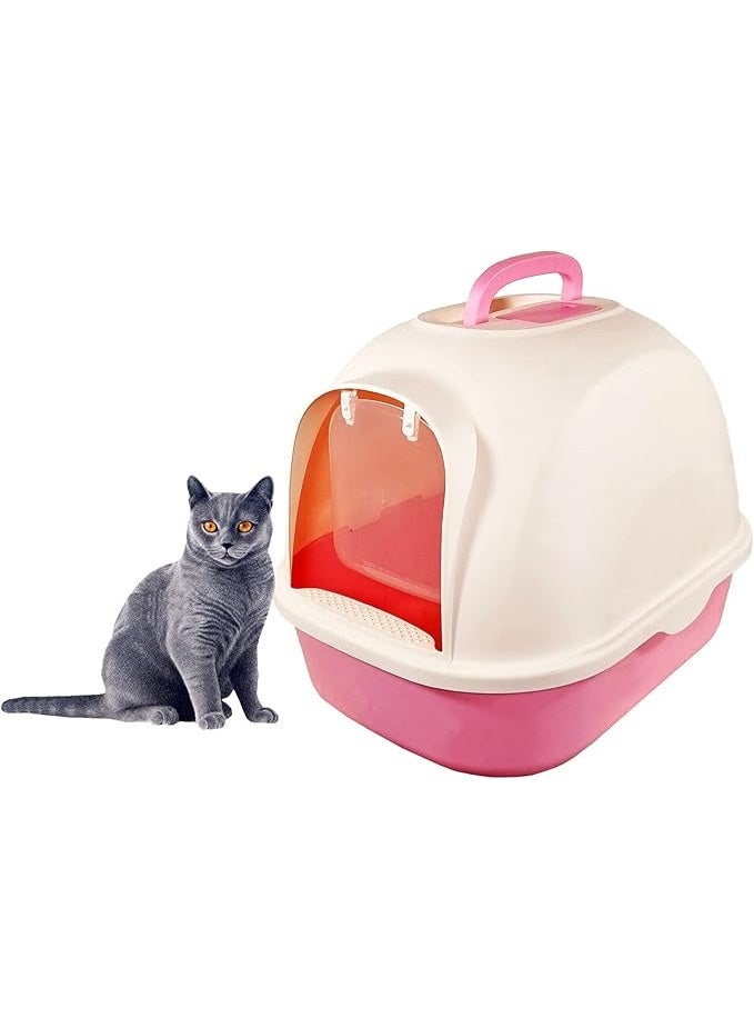 أن ان سي بيتس مرحاض القطط، صندوق قمامة كبير للقطط مع مغرفة بلاستيكية، سهل التنظيف، صندوق قمامة كبير للقطط، بدون رائحة، غطاء على المدخل، مغلق بالكامل، داخلي وخارجي (53 سم) - Image 1