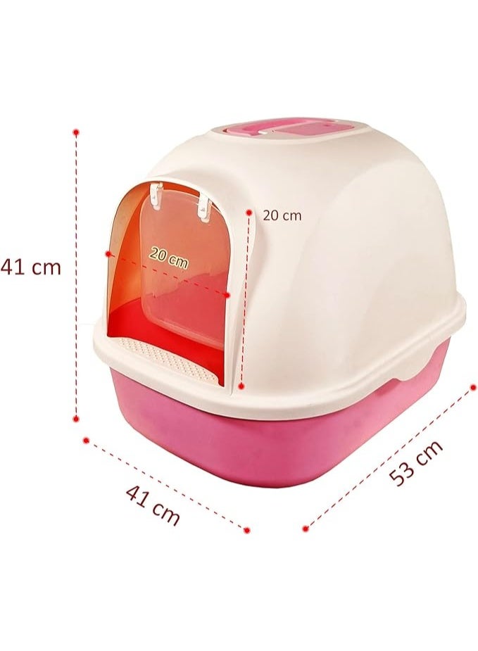 أن ان سي بيتس مرحاض القطط، صندوق قمامة كبير للقطط مع مغرفة بلاستيكية، سهل التنظيف، صندوق قمامة كبير للقطط، بدون رائحة، غطاء على المدخل، مغلق بالكامل، داخلي وخارجي (53 سم) - Image 3