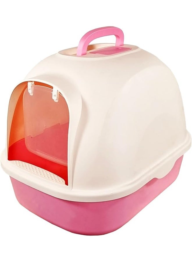 أن ان سي بيتس مرحاض القطط، صندوق قمامة كبير للقطط مع مغرفة بلاستيكية، سهل التنظيف، صندوق قمامة كبير للقطط، بدون رائحة، غطاء على المدخل، مغلق بالكامل، داخلي وخارجي (53 سم) - Image 2