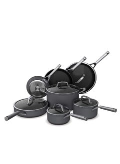 Foodi Neverstick Premium Hard-Anodized 12-Piece Cookware Set, slate grey