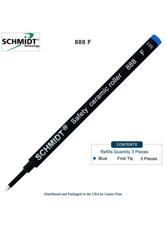 Schmidt 3 Pack - Blue Fine Tip 888 Rollerball Refill - Image 2