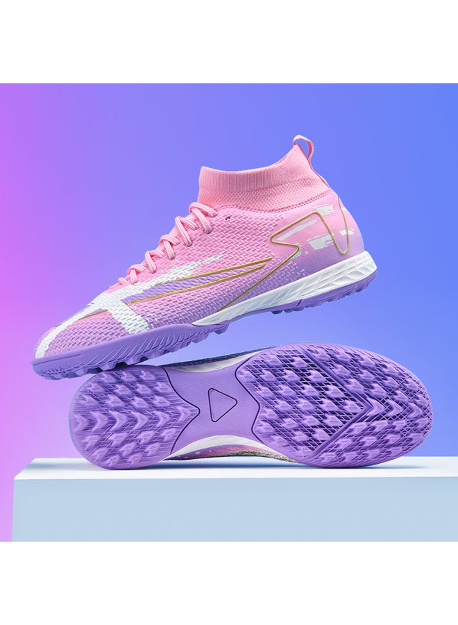 Ronaldo Assassin 15 Football Shoes for Boys, Girls, Adults, Kids - AG/TF Broken Nail, Purple Powder White