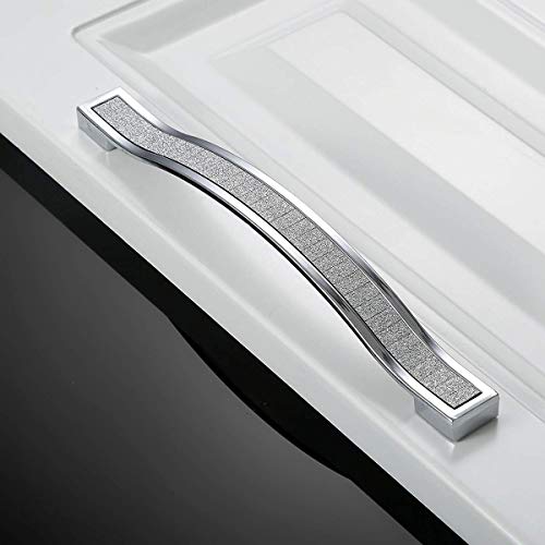 abcGoodefg Euro Modern Bling Grind Arenaceous Rhinestone Crystal Cabinet Handle Pulls Knobs, 7.8" Length (6.3" Hole Centers), Silver, Zinc Alloy, 10-Pack - Image 2