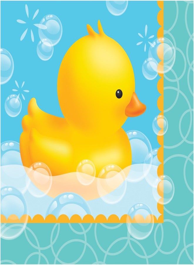 Creative Converting Rubber Duck Luncheon Paper Napkins-16 pcs, Blue/Yellow