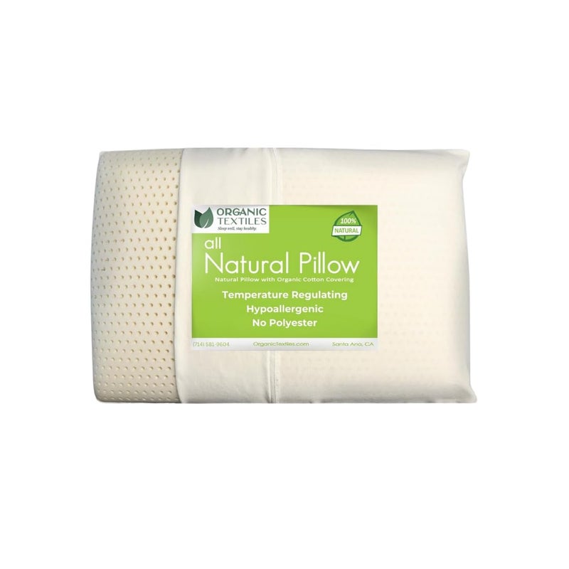 OrganicTextiles Natural Latex Pillow with Organic Cotton Cover Standard Size Soft Pressure Relief Neck Pain Relief Bed Pillow for Side Back and Stomach Sleeper