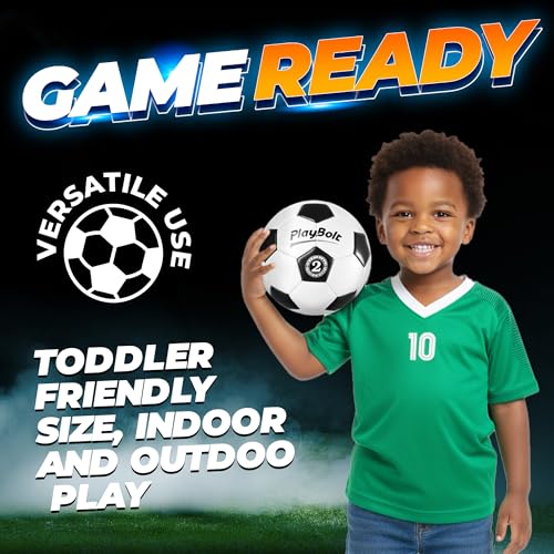 PlayBolt Soccer Ball Size 2 with Pump - Black & White Training Practice & Match Ball for Kids & Toddlers (Pack of 4) - Image 3