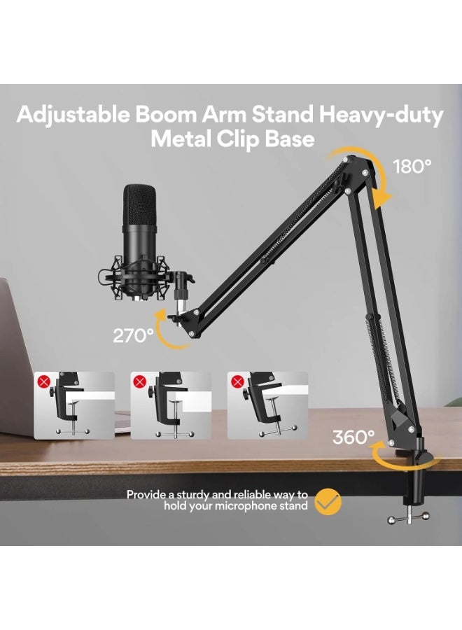 ماونو طقم مايكروفون MAONO AU-A04 USB للبودكاست والتسجيل، ميكروفون كوندنسر Cardioid، جودة 24bit/192kHz، Plug & Play، مع ذراع احترافي، أسود - Image 3
