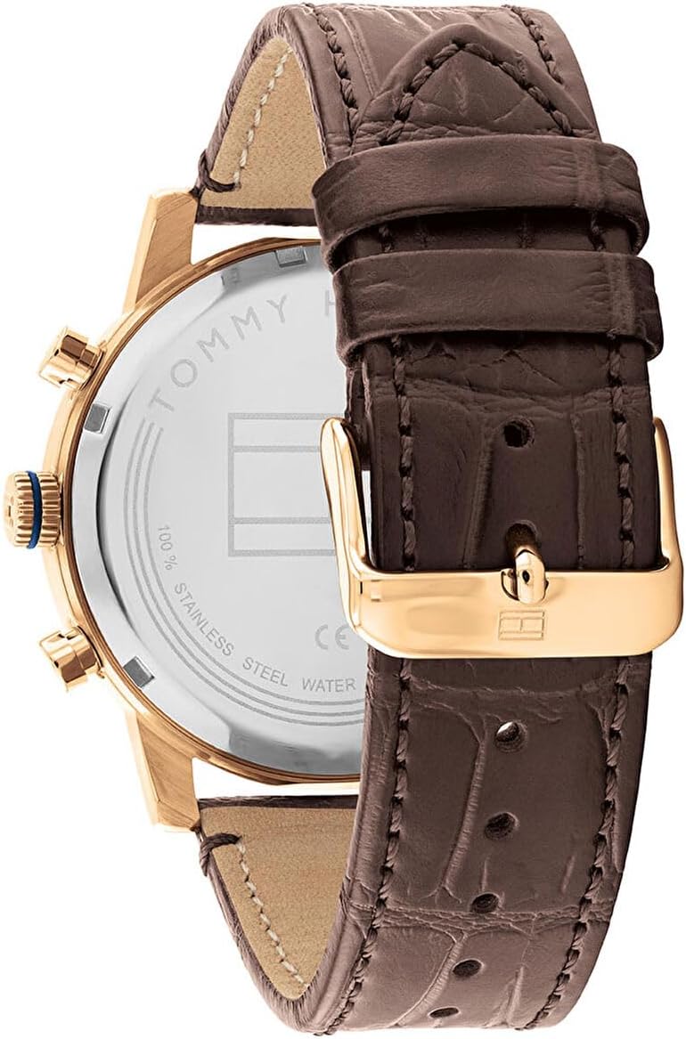 Tommy Hilfiger Men's Navy Dial Brown Leather Watch - Image 3