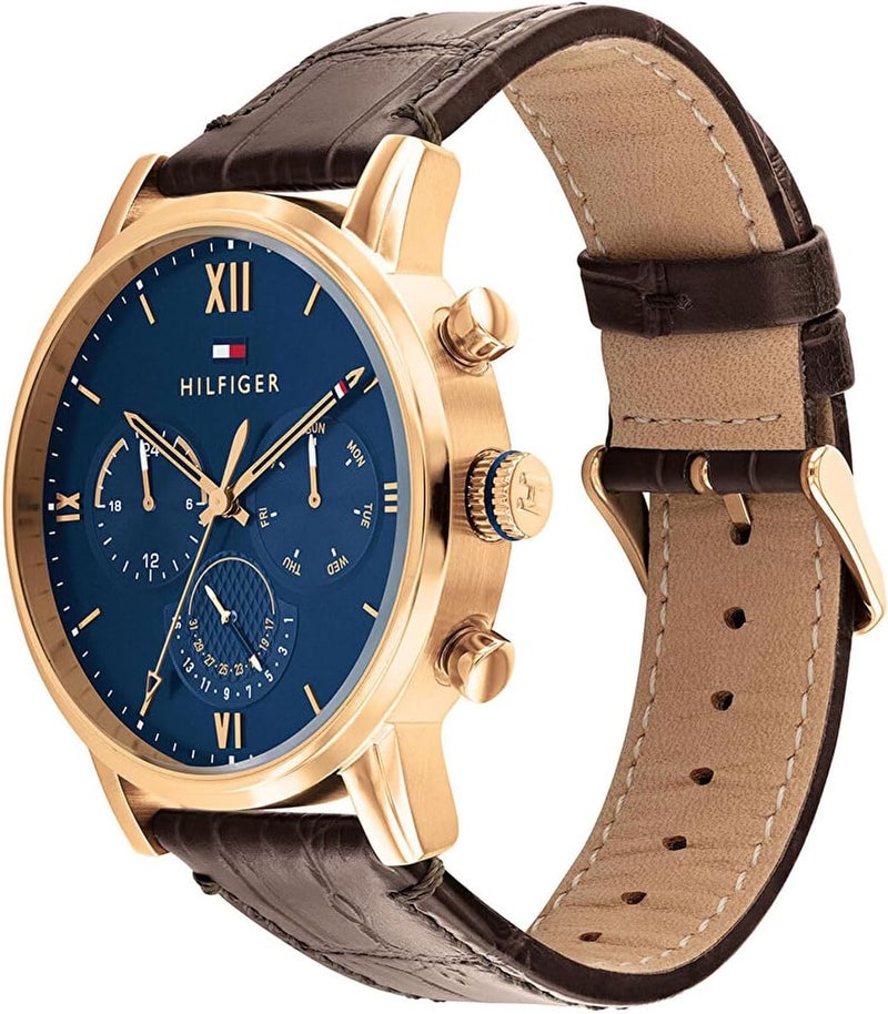Tommy Hilfiger Men's Navy Dial Brown Leather Watch - Image 2