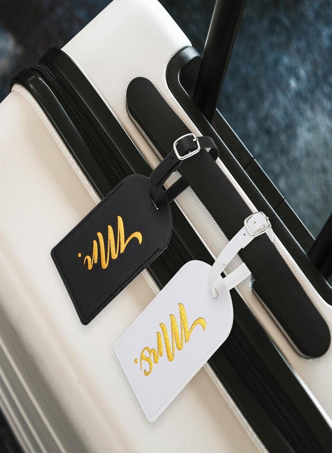 simarro 2 Pcs Mr and Mrs Luggage Tags, PU Leather Travel Tags Mr and Mrs Gifts, Bridal Shower Gift for Married Couples Honeymoon Lovers Travel Outdoor Use - Image 3