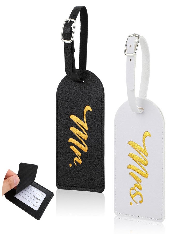 simarro 2 Pcs Mr and Mrs Luggage Tags, PU Leather Travel Tags Mr and Mrs Gifts, Bridal Shower Gift for Married Couples Honeymoon Lovers Travel Outdoor Use - Image 1