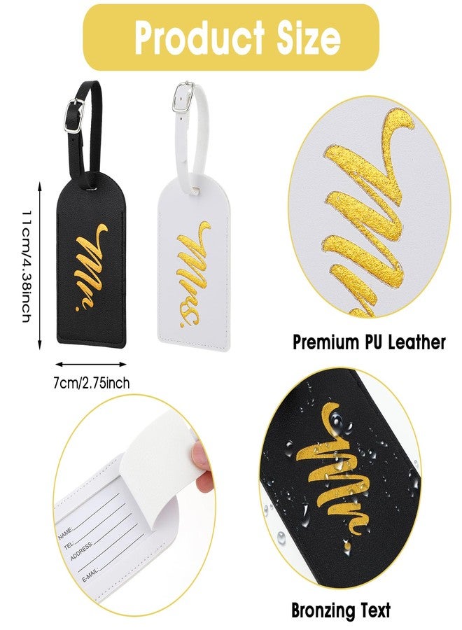 simarro 2 Pcs Mr and Mrs Luggage Tags, PU Leather Travel Tags Mr and Mrs Gifts, Bridal Shower Gift for Married Couples Honeymoon Lovers Travel Outdoor Use - Image 4