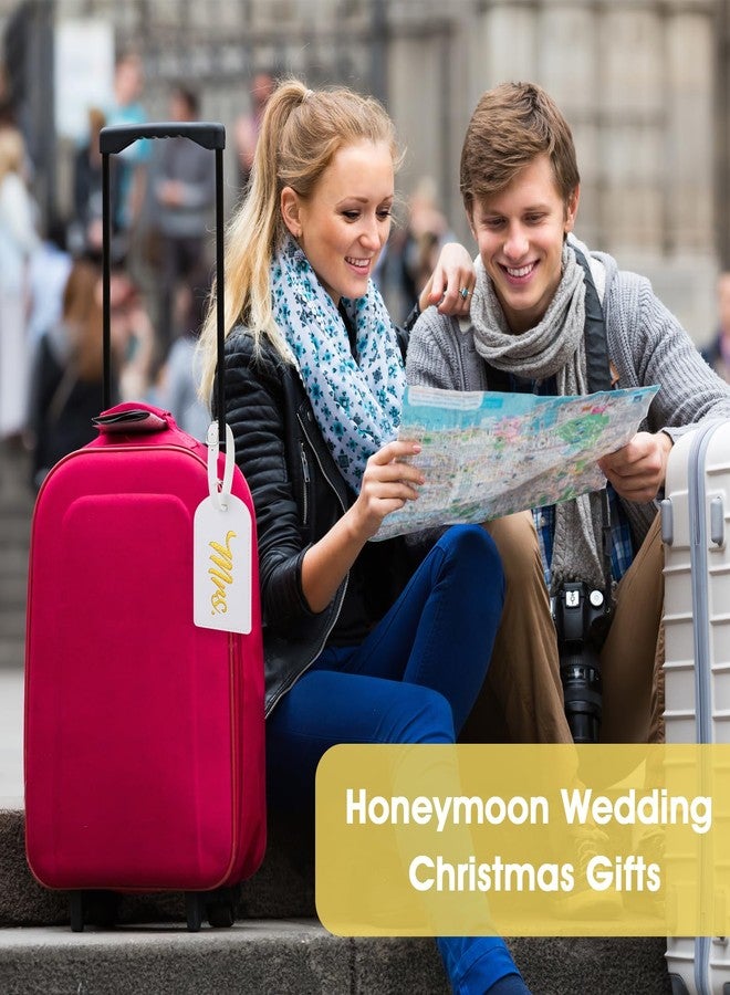 simarro 2 Pcs Mr and Mrs Luggage Tags, PU Leather Travel Tags Mr and Mrs Gifts, Bridal Shower Gift for Married Couples Honeymoon Lovers Travel Outdoor Use - Image 2