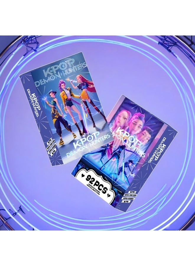 ILovhaprty KPop Demon Hunters LOMO Cards Set – 92pcs Cyber Theme Party Favors (60 Photo Cards + 32 Stickers), 8.85×5.7cm K/DA Aesthetic Collectible Cards for Fans, Scrapbooking, Journals, Gifts - Image 5