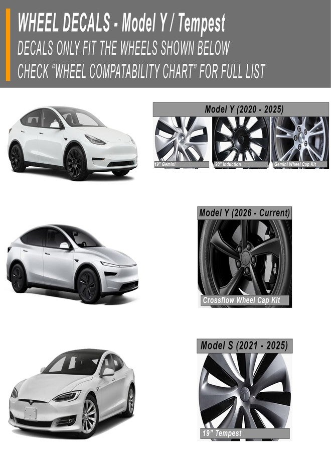 Custom Cut Graphics Wheel Logo Decal Overlay Stickers for Tesla Model Y & Tempest, 5-pc Set (Gloss Red) - Image 4