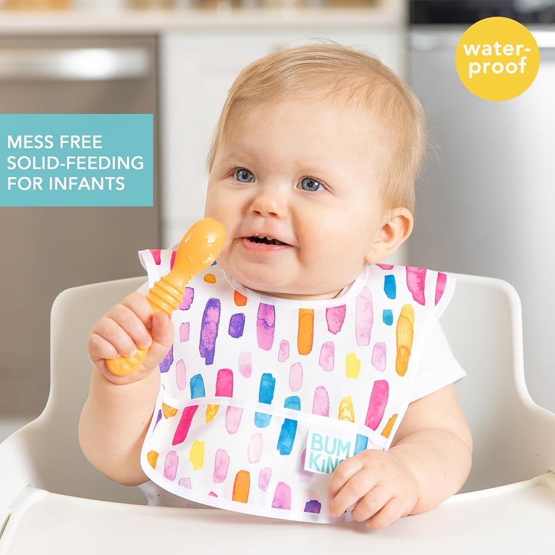 Bumkins Starter Bibs for Infants - Waterproof Fabric, 2-Pack, Watercolors & Brushstrokes - Image 2