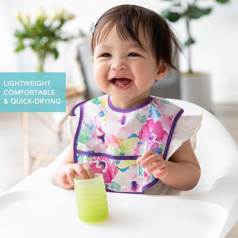 Bumkins Starter Bibs for Infants - Waterproof Fabric, 2-Pack, Watercolors & Brushstrokes - Image 3