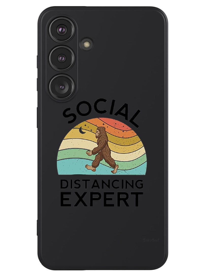 Theodor - Protective Slim Fit Case Liquid Silicone Cover with Full Body Protection Anti-Scratch Shockproof Case For Samsung Galaxy S24 Plus (Black) - Social Distancing expert black - Image 1