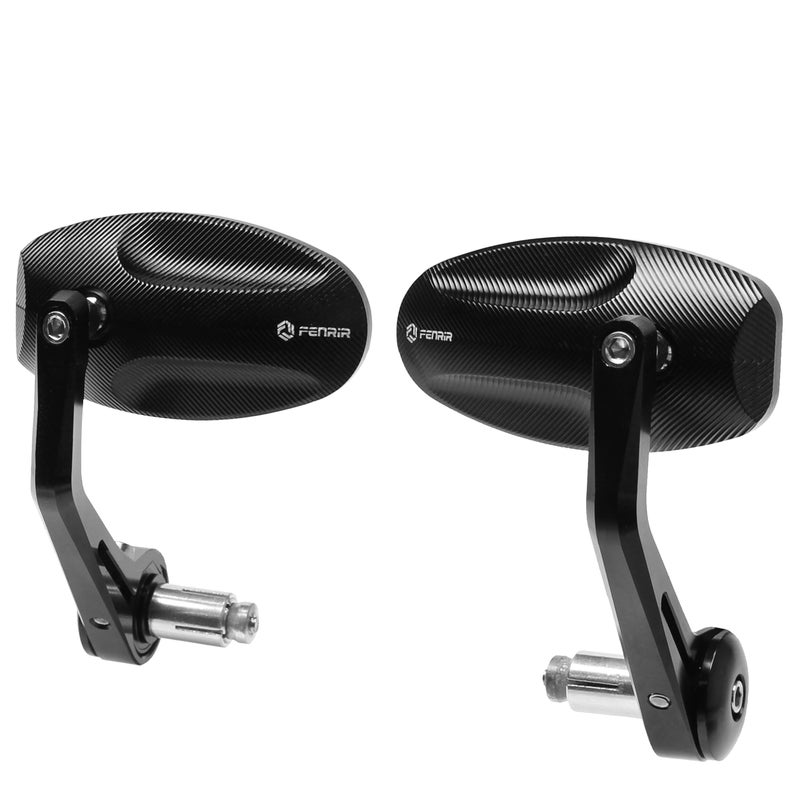 FENRIR CNC Aluminum Alloy Cafe Racer Black Motorcycle Bar End Mirrors Side 22mm 78 inch Handlebar Mirror Universal Rear View For M8M6 Standard Super Sport Naked Street Bike Cruiser Minimoto Scooter
