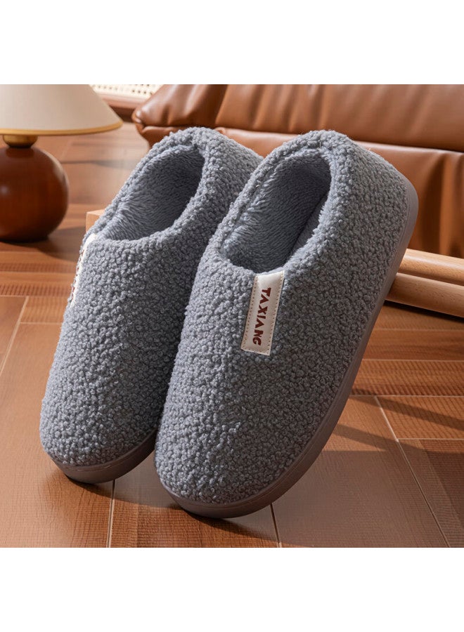 Yuzhaolin Uni Winter Cotton Slippers Closed Heel Warm Home Cotton Slippers Yzl1903 Gray - Image 1