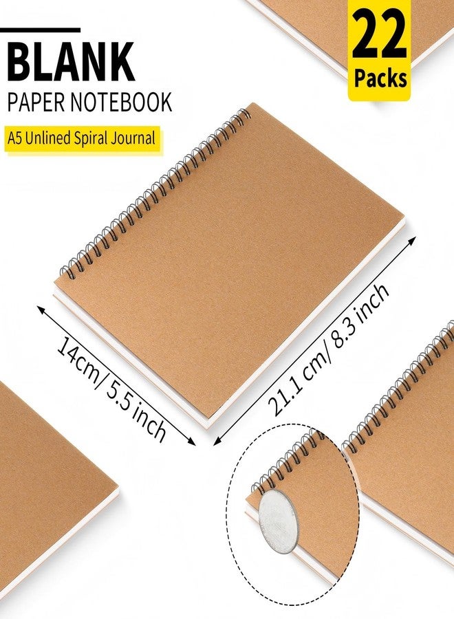 Epakh 22 Pack Spiral Notebooks A5 Bulk Back to School Hardcover Spiral Journal Notebook 5.5 x 8.3 Inch, First Day of School Journal Paper Notebook for Writing, 50 Sheets 100 Page (Unlined,Brown) - Image 2