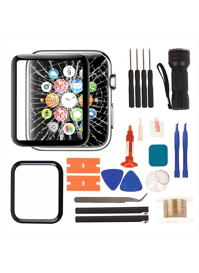 Zgxhga - Compatible with Apple Watch 2/3 42mm Screen Replacement - Front LED Glass Lens Replacement Repair Kit & Compatible with Apple Watch Glass Replacement 42mm(No LCD Screen and Touch Digitizer)(Series 2/3 - Image 1