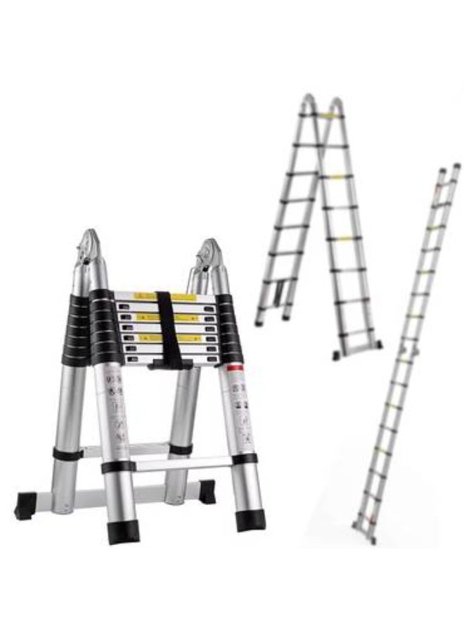 3.2M Double Telescopic Aluminum Ladder – Foldable Multi-Purpose Extension Ladder - Image 1