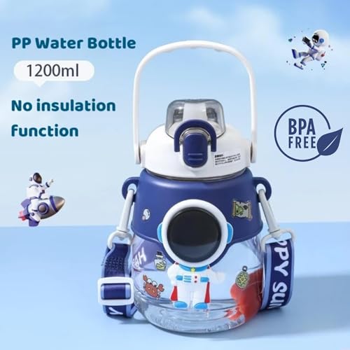 Shop Home Essentials HomeEssentials Water Bottle for Kids - 1200ml | Sipper Bottle for Kids | Leak-Proof, Bpa-Free | School Bottle | Picnic Bottle | Easy to Carry | Space Astronaut | water bottle for Girls & Boys, Blue - Image 2