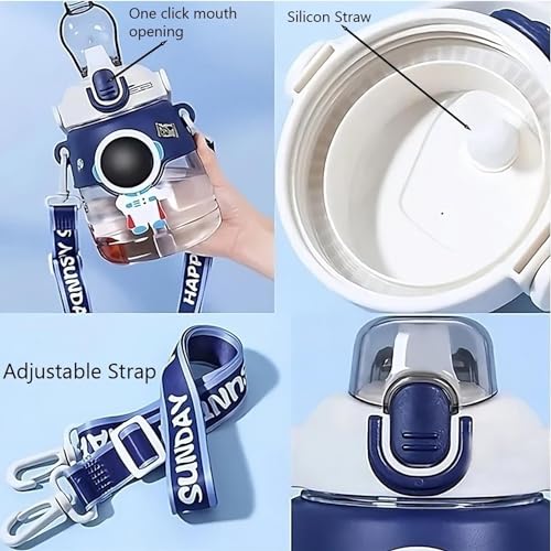 Shop Home Essentials HomeEssentials Water Bottle for Kids - 1200ml | Sipper Bottle for Kids | Leak-Proof, Bpa-Free | School Bottle | Picnic Bottle | Easy to Carry | Space Astronaut | water bottle for Girls & Boys, Blue - Image 4