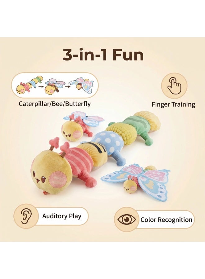 LBMT 3 IN 1 Baby Toys 0-6 Months,Detachable Transformable Musical Caterpillar Plush Toy with Rattles,Crinkle Sound, Mirror,Newborn Sensory Toys for Infants Developmental Stuffed Animal with Tummy Time for Boys Girls 6-12 Month - Image 2