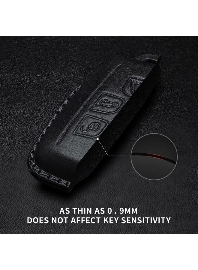 Tukellen Compatible with Range Rover Leather Key Fob Cover with Keychain Key Shell Compatible with Range Rover Evoque Velar Sport Discovery Freelander2 LR4 Sport-Black - Image 5