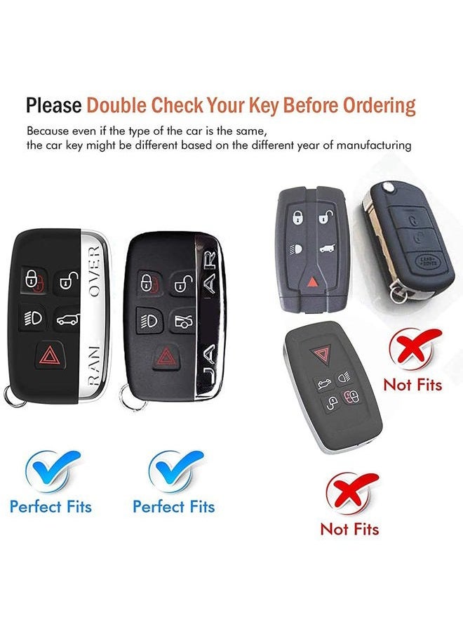 Tukellen Compatible with Range Rover Leather Key Fob Cover with Keychain Key Shell Compatible with Range Rover Evoque Velar Sport Discovery Freelander2 LR4 Sport-Black - Image 2