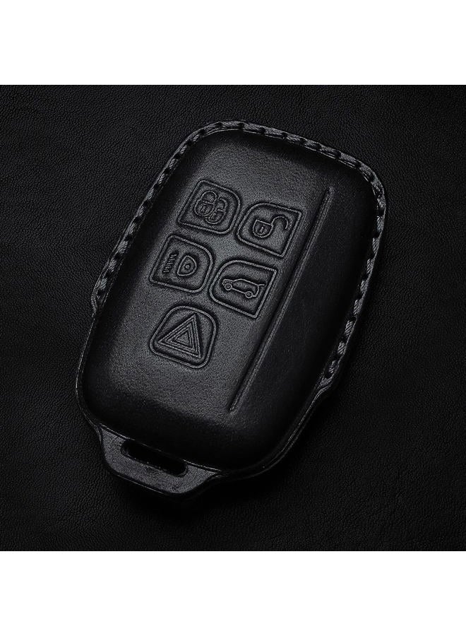 Tukellen Compatible with Range Rover Leather Key Fob Cover with Keychain Key Shell Compatible with Range Rover Evoque Velar Sport Discovery Freelander2 LR4 Sport-Black - Image 4