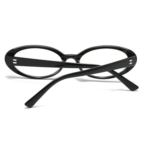 JOVAKIT Oval Blue Light Blocking Glasses for Women Men Vintage Fashion Small 90s Retro Oval Frame Style Eyeglasses (Black) - Image 4