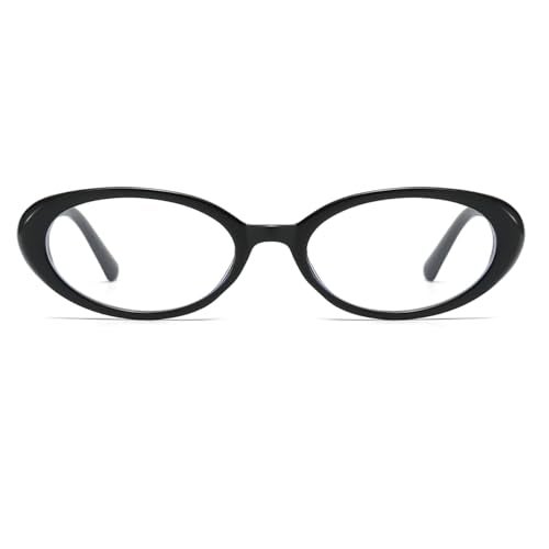 JOVAKIT Oval Blue Light Blocking Glasses for Women Men Vintage Fashion Small 90s Retro Oval Frame Style Eyeglasses (Black) - Image 2