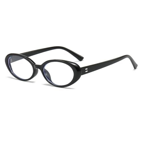 JOVAKIT Oval Blue Light Blocking Glasses for Women Men Vintage Fashion Small 90s Retro Oval Frame Style Eyeglasses (Black) - Image 1