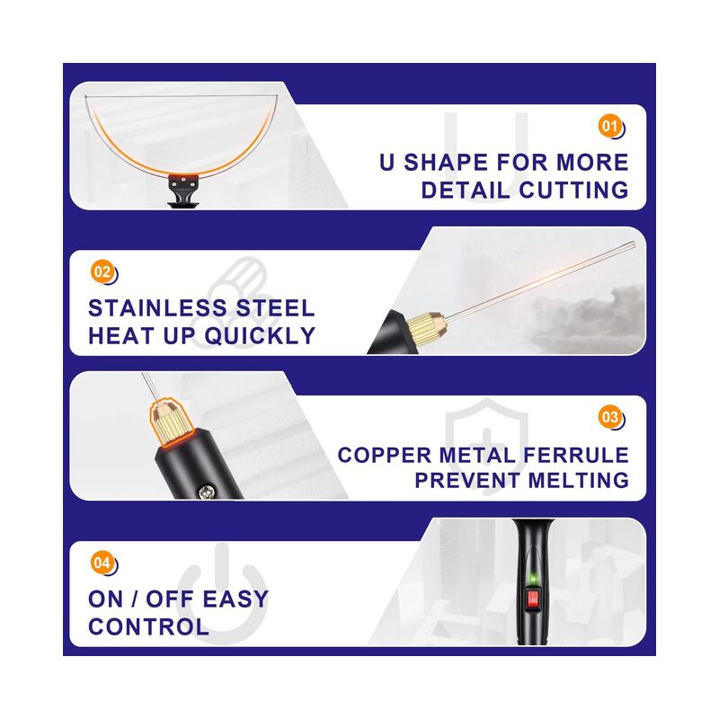 مجموعة أدوات قلم القطع الكهربائي 3 في 1 لقطع الفوم، قلم قطع الستايروفوم مع محول جهد كهربائي - Image 4