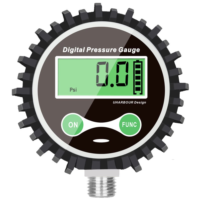 Uharbour Digital Low Pressure Gauge with 14 NPT Bottom Connector and Rubber Protector by Uharbour 03515 psi Accuracy 1 FS
