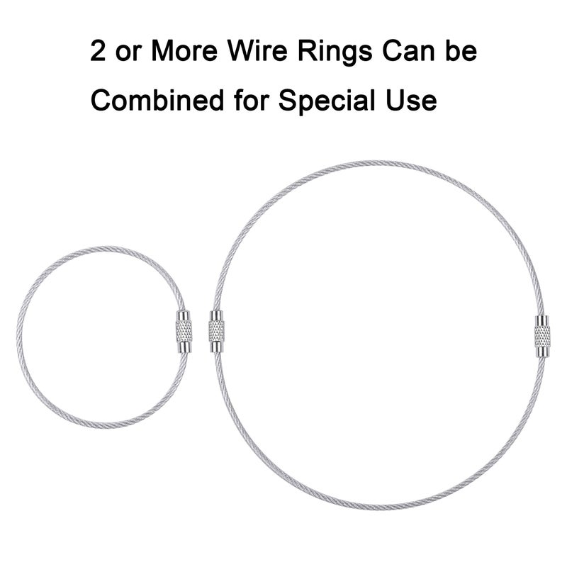 Wisdompro Keychain, 20 Pack of 6.3 Inches Stainless Steel Wire Ring 2mm Cable Loop Rings for Hanging Luggage Tag, Keyrings and ID Tag Keepers - Silver - Image 2