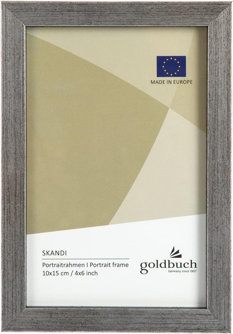 goldbuch Skandi Picture Frame, 10 x 15 cm, Single Frame Made of Real Wood, Portrait Frame for Standing, Wooden Frame with Wall Mount, Photo Frame, Silver Frame - Image 1