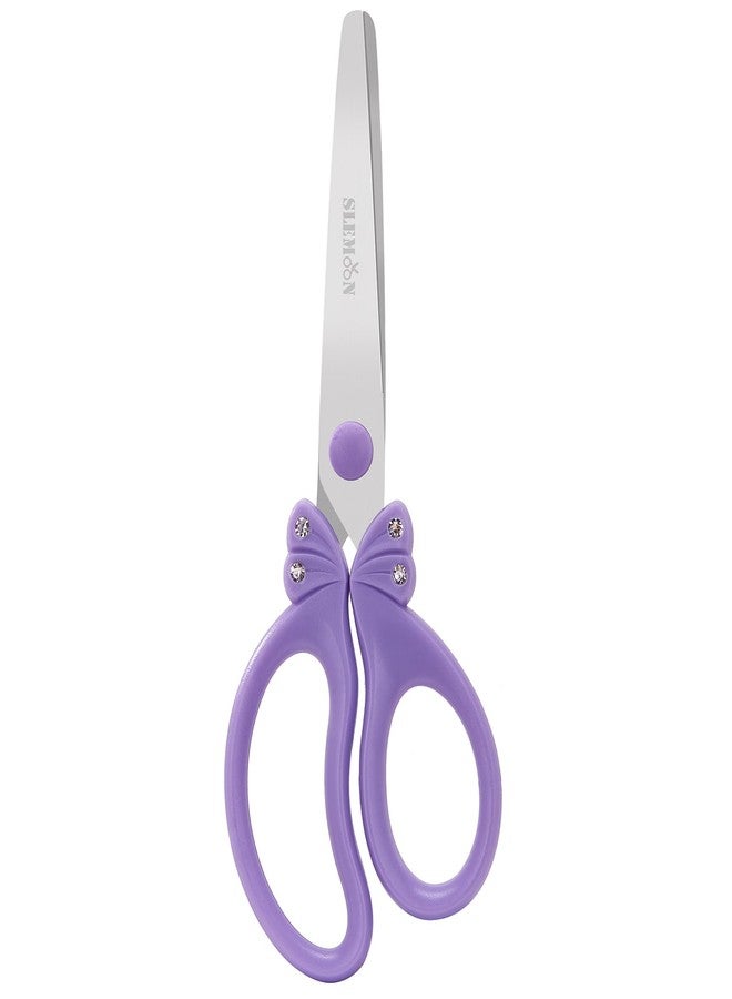 SLEMOON Scissors for Kids Ages 4-8 | Blunt Tip Safety Toddler Scissors, Stainless Steel Blades, ABS Plastic | School Craft Supplies, Art Projects, Pink (Princess Design with Rhinestones) - Image 1