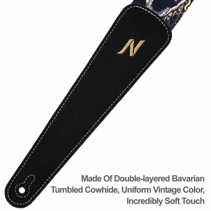 Nefelibata Guitar Strap Skulls, 2 Inch Guitar Straps with Extended Soft Black Suede Leather End for Acoustic Guitar, Electric Guitar, Bass, Gift for Guitarists - Image 3