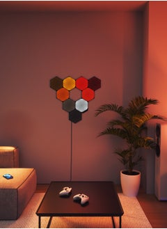 Nanoleaf مجموعة أدوات البدء ذات الإصدار المحدود من أشكال السداسيات السوداء للغاية - 9 ألواح - إضاءة LED ذكية تعمل بالواي فاي مع جهاز عرض موسيقى، ديكور حائط، للاستخدام في المنزل أو المكتب، أكثر من 16 مليون لون، استهلاك منخفض للطاقة | مصابيح الألعاب - أسود  - Image 4