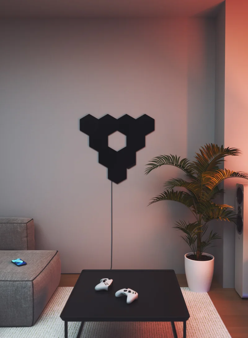 نانوليف نظام ألواح LED ذكية Shapes Hexagon Ultra Black إصدار محدود - واي فاي، 16 مليون لون، موفر للطاقة، للغرف - أسود، 9 قطع