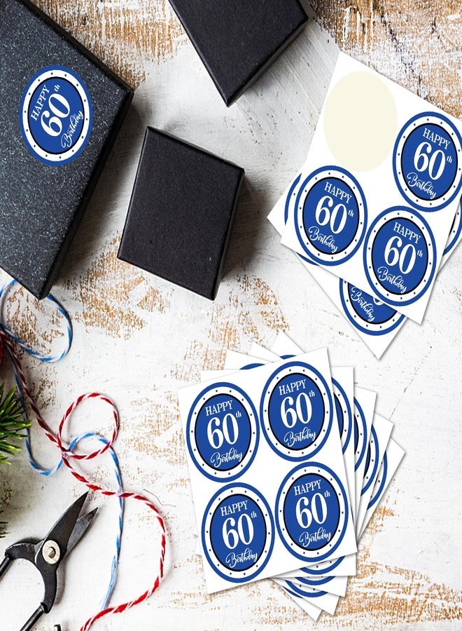 REWIDPARTY 1.5 Inch Round 60th Birthday Stickers（80 Pieces） Blue Happy 60th Birthday Stickers 60th Birthday Party Favor Stickers Adhesive Party Stickers 60th Birthday Party Decorations Supplies - Image 4