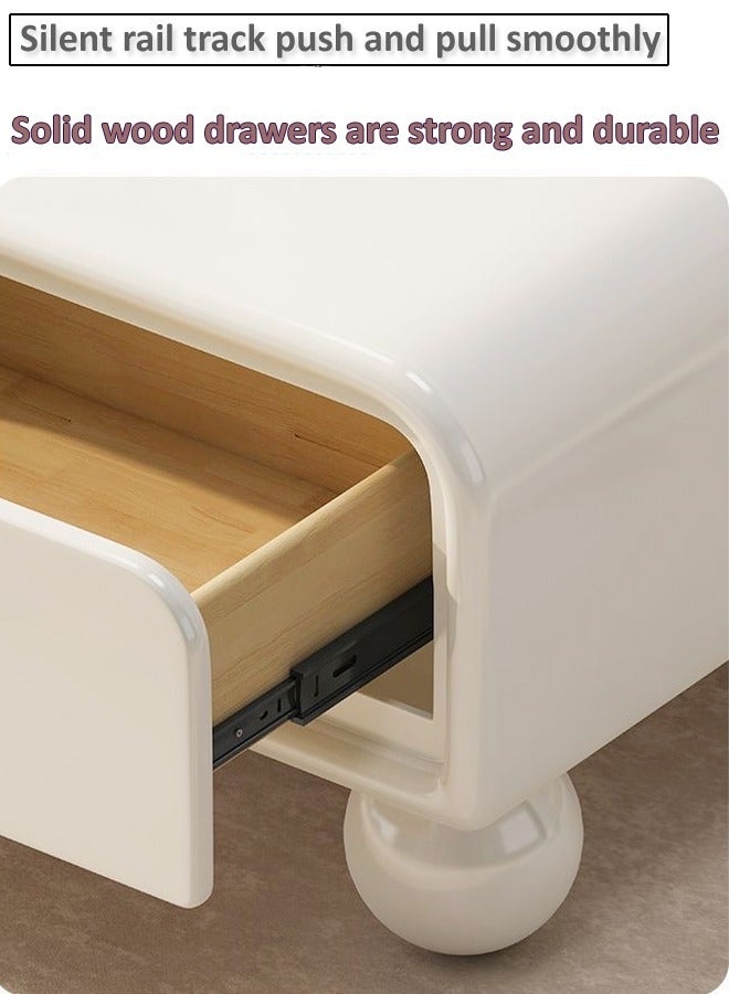 فاشون هوم متعددة الوظائف جولة الزاوية تصميم الخشب الصلب طاولة القهوة جولة القدم مركز الجدول مع السكك الحديدية الصامتة المسار 4 أدراج التخزين منخفضة خدمة الجدول لغرفة المعيشة مكتب منزلي 120x60x39.5 سم - Image 3