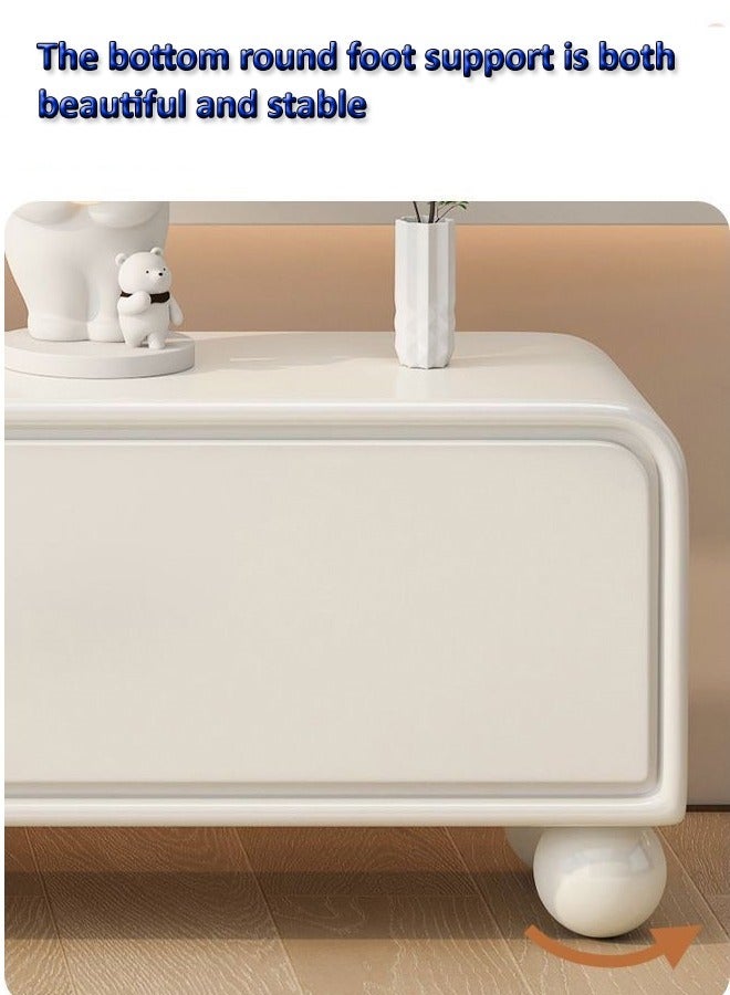 فاشون هوم متعددة الوظائف جولة الزاوية تصميم الخشب الصلب طاولة القهوة جولة القدم مركز الجدول مع السكك الحديدية الصامتة المسار 4 أدراج التخزين منخفضة خدمة الجدول لغرفة المعيشة مكتب منزلي 120x60x39.5 سم - Image 4