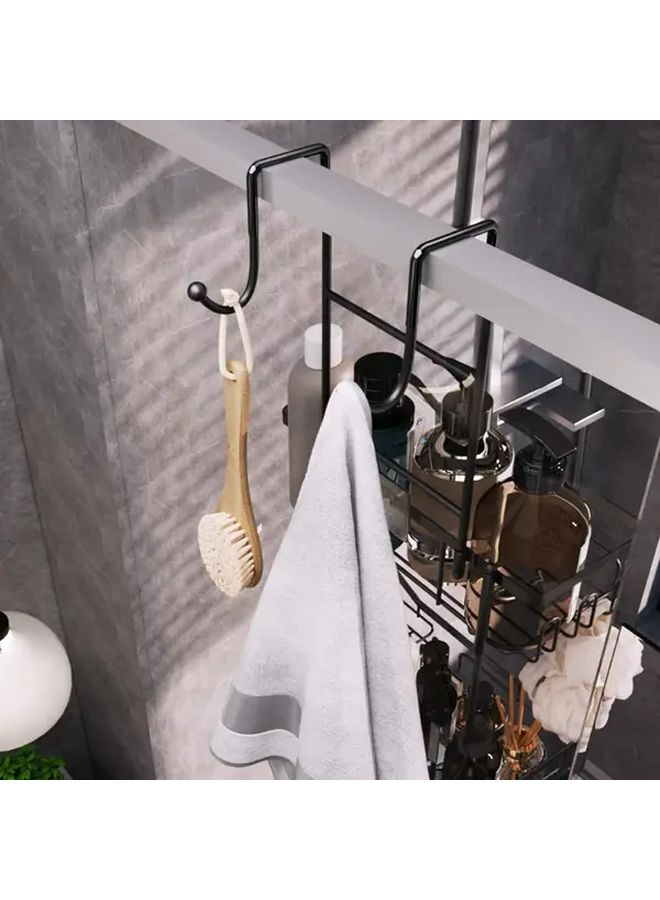 Black Hanging Shower Caddy With Hooks And Soap Holder No Drilling Over The Door Rustproof Stainless Steel Bathroom Organizer - Image 5