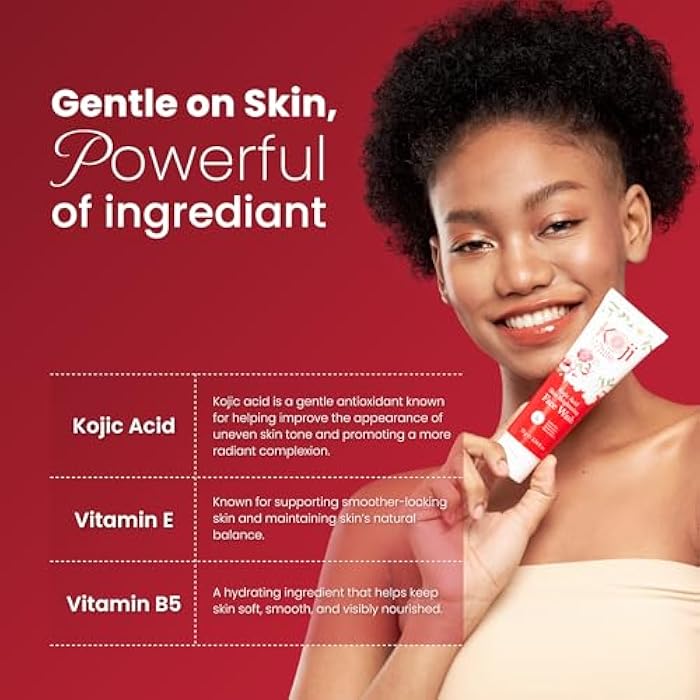 Koji White Kojic Acid Skin Brightening Face Wash for Exfoliating Face, Hydrating Face Moisturizer, Vegan Face Wash, Even Skin Tone with Vitamin C, Flower Extracts, Vitamin E, 2.54 Fl Oz - Image 4